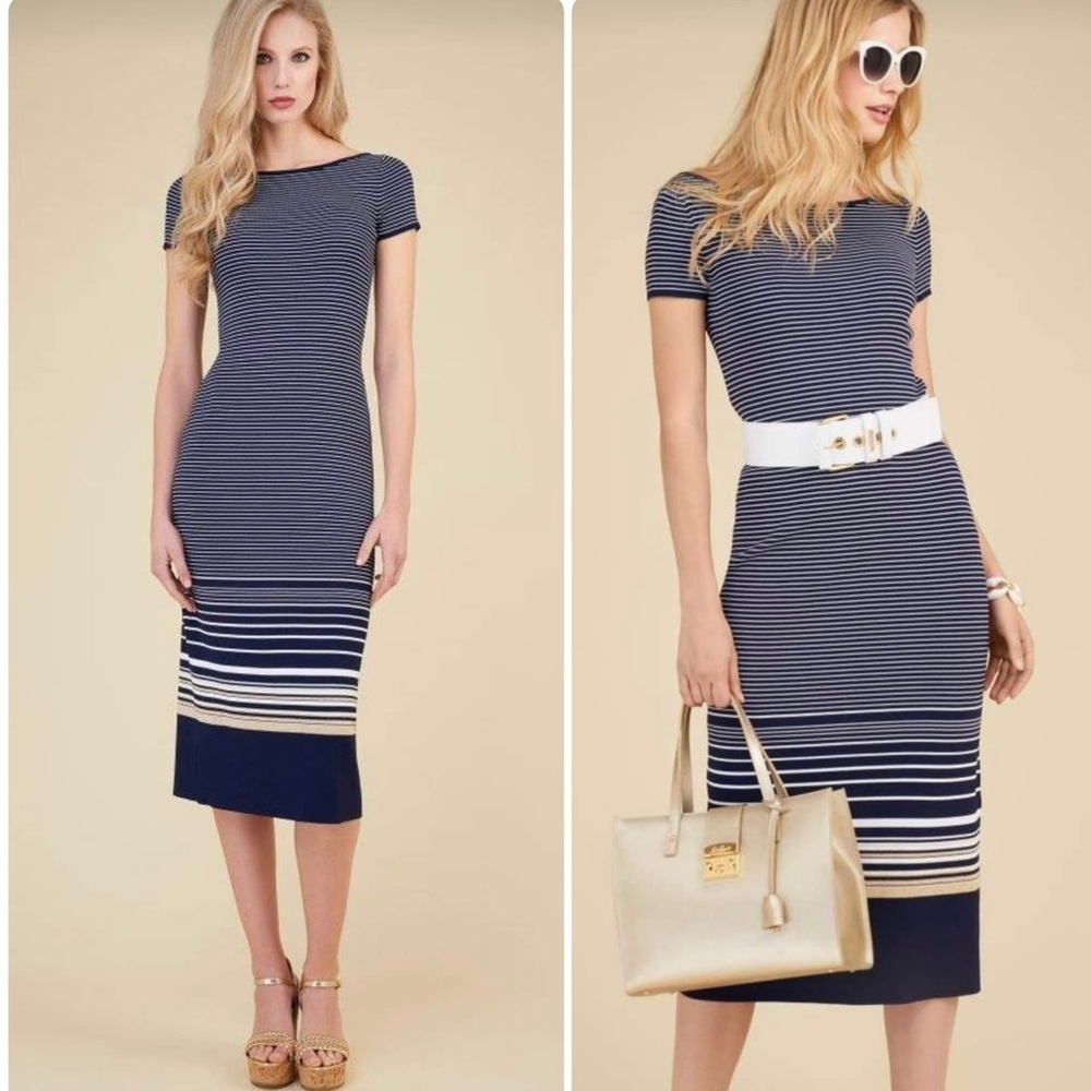 New! Luisa Spagnoli Striped Midi Dress 💙 Small NWT!